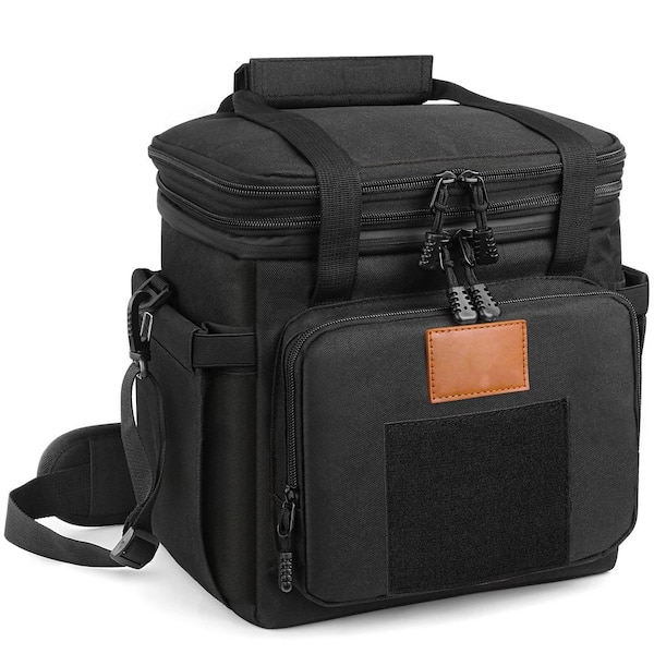 Adrinfly Black Reusable Tactical Lunch Bag Set of 1, Large Expandable and Insulated for Adults