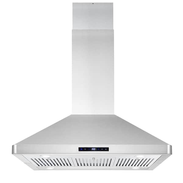 Cosmo 36 in. 380 CFM Ducted Island Range Hood with LED Lighting in Stainless Steel