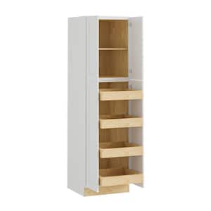 Newport Pacific White Plywood Shaker Assembled Pantry Kitchen Cabinet 4 ROT Soft Close 24 in W x 24 in D x 84 in H