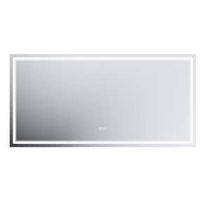 72 in. W x 36 in. H Rectangular Frameless Fog Free Dimmable Silver Wall Mount LED Lighted Bathroom Vanity Mirror