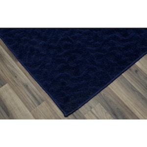 Ivy Navy 4 ft. x 6 ft. Casual Tuffted Solid Color Floral Polypropylene Area Rug