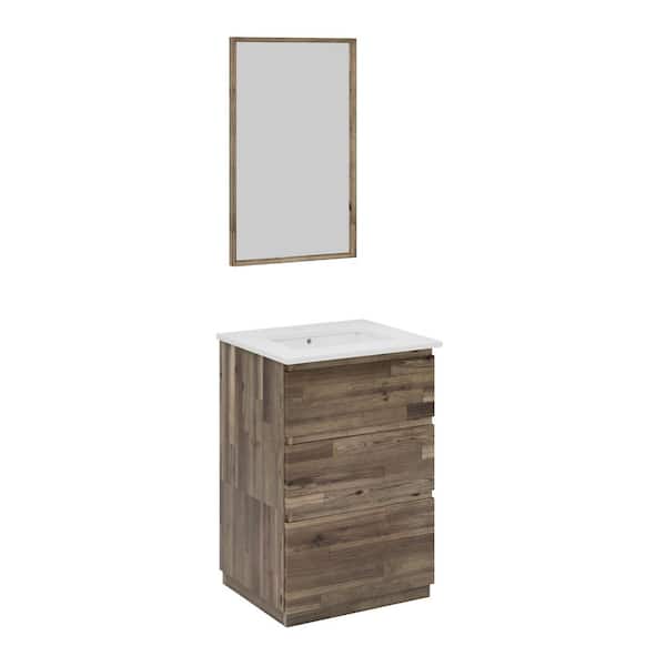 Fresca Formosa 24 in. Single Sink Freestanding Acacia Bath Vanity with White Quartz Top, Undermount Ceramic Sink and Mirror