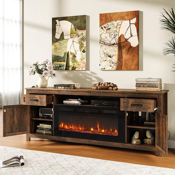 Sizzim 70 in. Freestanding Engineered Wood Electric Fireplace TV