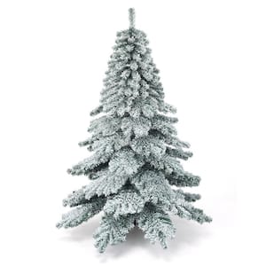 DORTALA Artificial Christmas Tree, 6FT Pine Iridescent Xmas Tree with 792  Branch Tips, Foldable Metal Stand, White