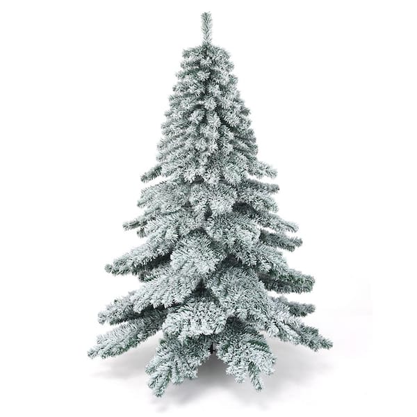 Costway 6 ft. Fir Snow Flocked Artificial Christmas Tree with 657 tips