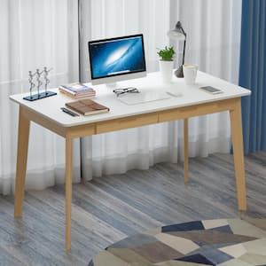 47.2 in. W x 21.7 in. D x 29.5 in. H White Rectangular MDF Computer Desk with 2-Drawers