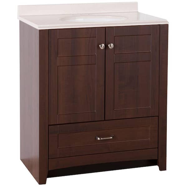 St. Paul Highland 30 in. Vanity in Truffle with Colorpoint Vanity Top in Coral-DISCONTINUED