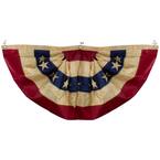48 in. x 24 in. Red White and Blue Tea-Stained USA Pleated American Bunting Flag