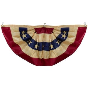 48 in. x 24 in. Red White and Blue Tea-Stained USA Pleated American Bunting Flag