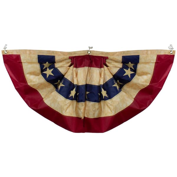Northlight 48 in. x 24 in. Red White and Blue Tea-Stained USA Pleated American Bunting Flag