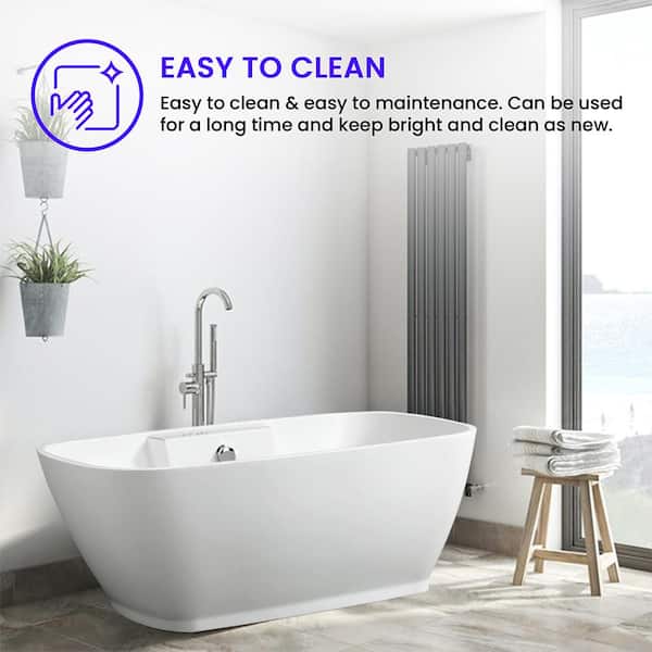 Toulon 59 in. Acrylic Flatbottom Freestanding Bathtub in White Toulon 59 in. Acrylic Flatbottom Freestanding Bathtub in White