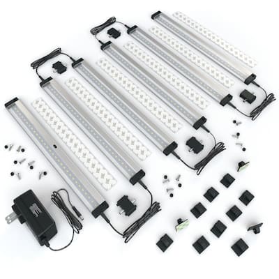 12 in. LED 3000K Black Under Cabinet Lighting, Dimmable Hand Wave Activated (6-Pack)