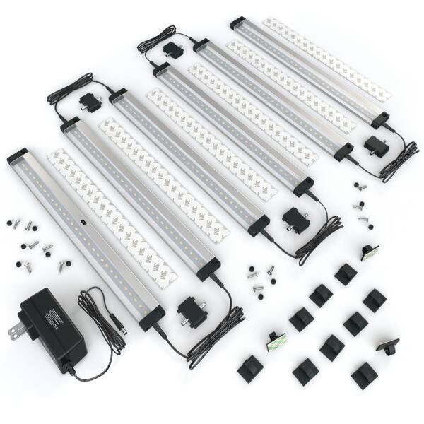 ESHINE 12 in. LED 3000K Black Under Cabinet Lighting, Dimmable Hand Wave Activated (6-Pack)