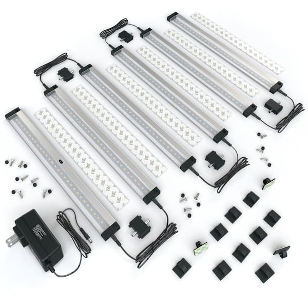 ESHINE 12 in. LED 6000K Black Under Cabinet Lighting, Dimmable Hand Wave Activated (6-Pack)