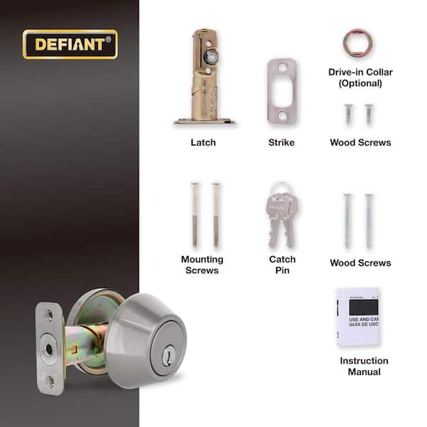 Defiant Satin Nickel Single Cylinder Deadbolt 32DDX21 - The Home Depot