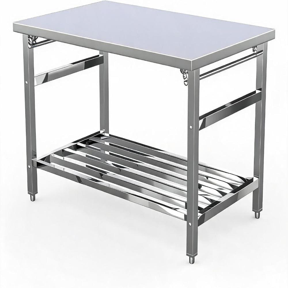 "48""x30"" NSF Folding Work Table Stainless Steel Prep Station with Adjustable Undershelf, Heavy Duty Kitchen Table" price history on PriceWatchPro