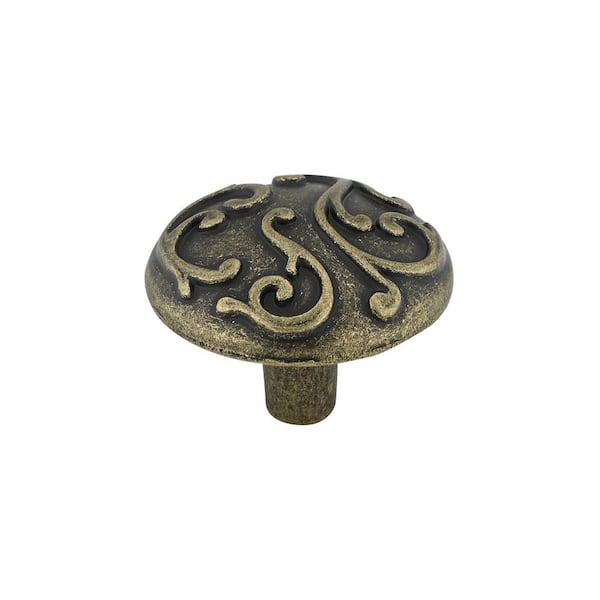Richelieu Hardware 1-1/4 in. (31 mm) Burnished Brass Traditional Metal Cabinet Knob