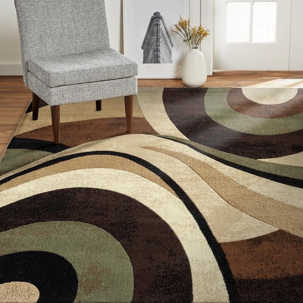 Home Dynamix Tribeca Slade Contemporary Abstract Area Rug, Brown/Green, 9'2x12'5