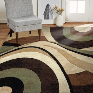 Tribeca Slade Brown/Green 9 ft. x 12 ft. Abstract Area Rug