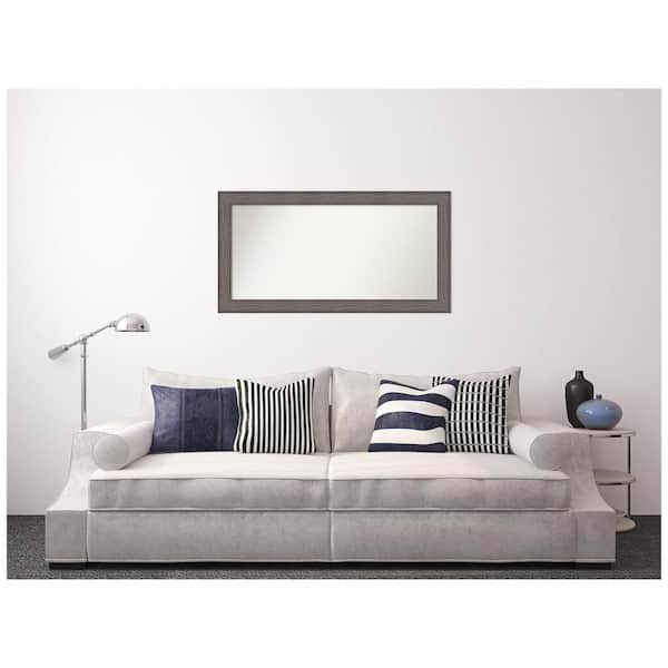 Amanti Art Medium Rectangle Distressed Brown Modern Mirror (26.25 in. H x 50.25 in. W)