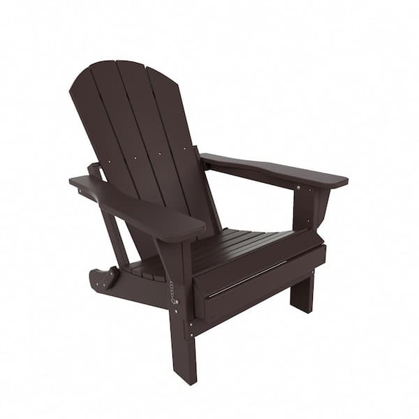 WESTIN OUTDOOR Addison Poly Plastic Folding Outdoor Patio Traditional Adirondack Lawn Chair in Dark Brown