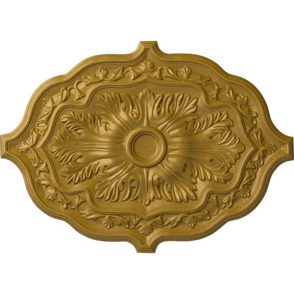 Ekena Millwork 36 in. W x 26 in. H x 1-1/2 in. Pesaro Urethane Ceiling Medallion, Pharaohs Gold