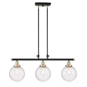 Bordeaux 3-Light Antique Brass Pendant with Glass Shade