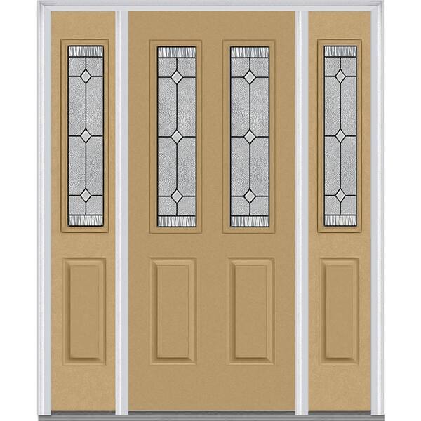 MMI Door 64 in. x 80 in. Carrollton Left-Hand 2-Lite Decorative Painted Fiberglass Smooth Prehung Front Door with Sidelites