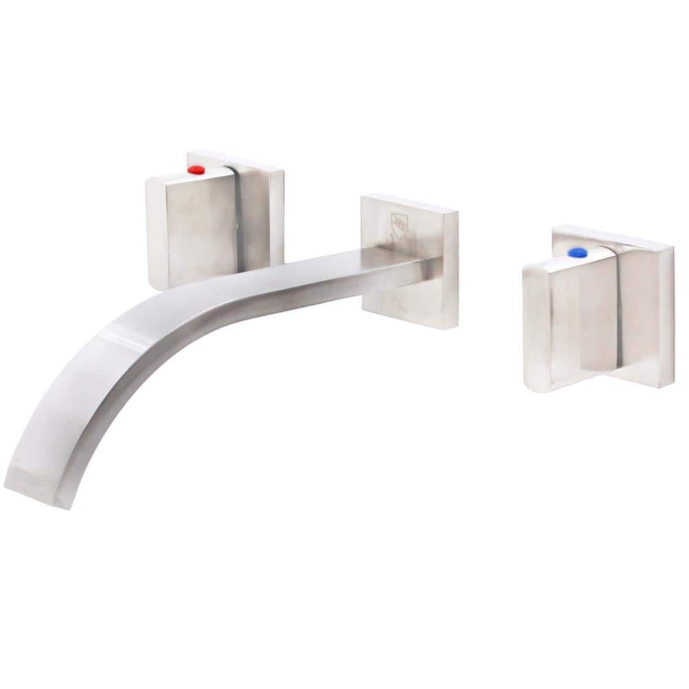 DEKKER Two Handle Wall Mount Bathroom Faucet in Brushed Nickel