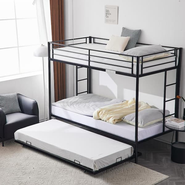 Winado Black Twin Bunk Bed with Trundle 203375757344 - The Home Depot