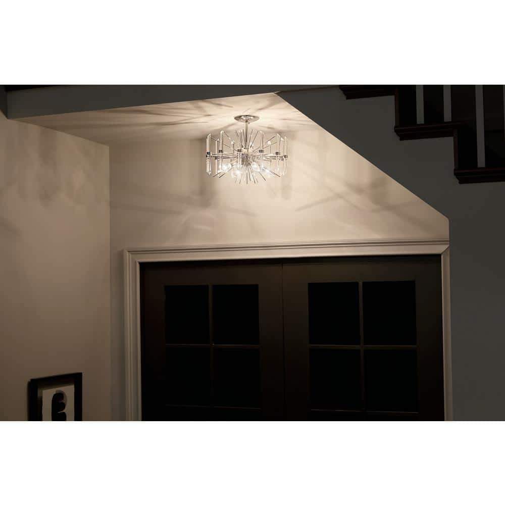 Eris Crystal Globe 16" Polished Nickel 4-Light Semi-Flush Ceiling Fixture