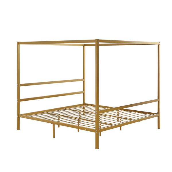 Karl home Gold Metal Frame King Platform Bed