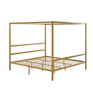 Gold Metal Frame King Platform Bed