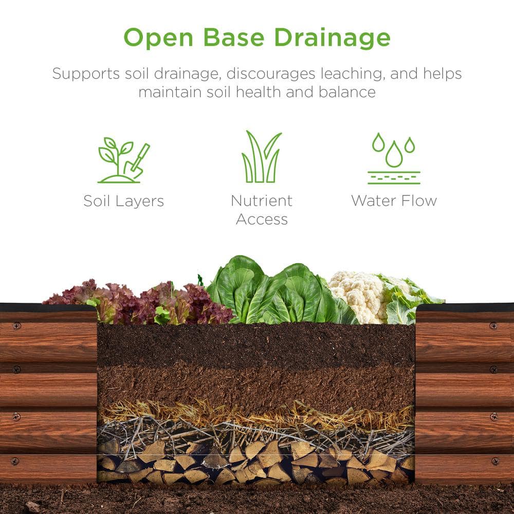 EcoGrow Wood Grain Oval Metal Outdoor Planter, 15.7" x 6.3"