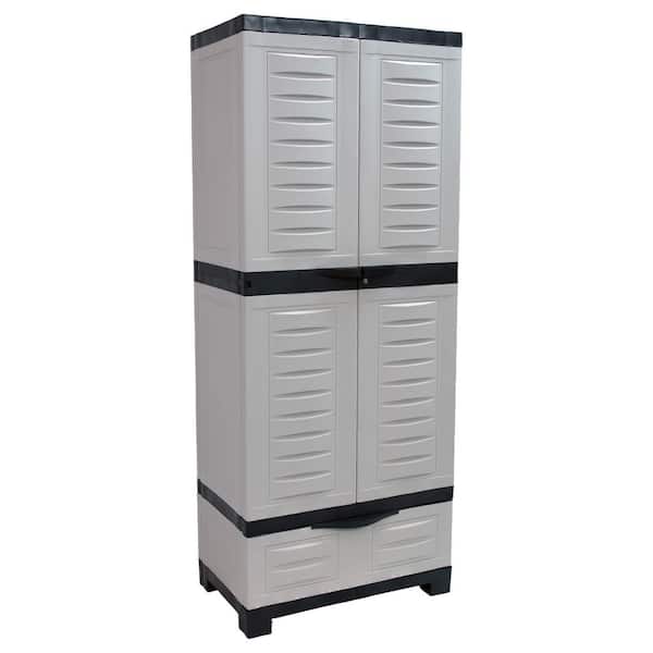 Lockable Storage 23.25 in. W x 57.5 in. H x 13.75 in. D Freestanding Cabinet with 3 Adjustable Shelves in Gray