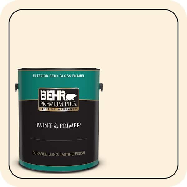 BEHR PREMIUM PLUS 1 gal. #M260-1 String Cheese Semi-Gloss Enamel Exterior Paint & Primer