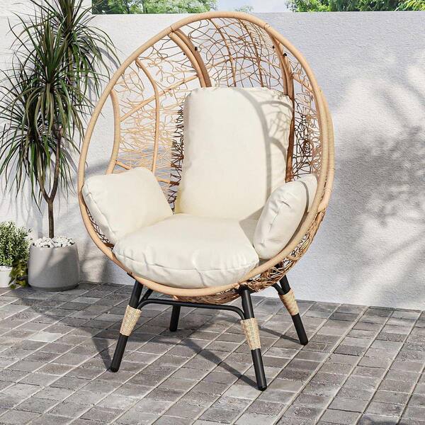 AUTMOON Outdoor Egg Chair Wicker Oversized Bird Nest Cage Chair with ...
