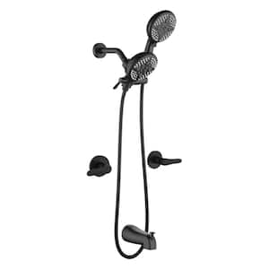 Double Handle 5-Spray Tub and Shower Faucet 1.8 GPM with Tub Spout and Handheld Showerhead in. Black Valve Included