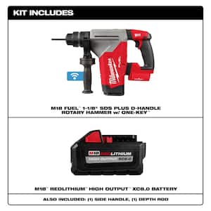 M18 FUEL 18V Lithium-Ion Brushless Cordless SDS-Plus 1-1/8 in. Rotary Hammer Drill w/HIGH OUTPUT XC 8.0 Ah Battery
