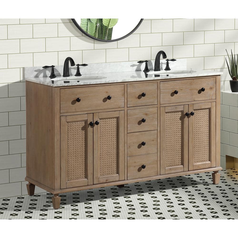 Annie 55" Weathered Fir Double Sink Bathroom Vanity