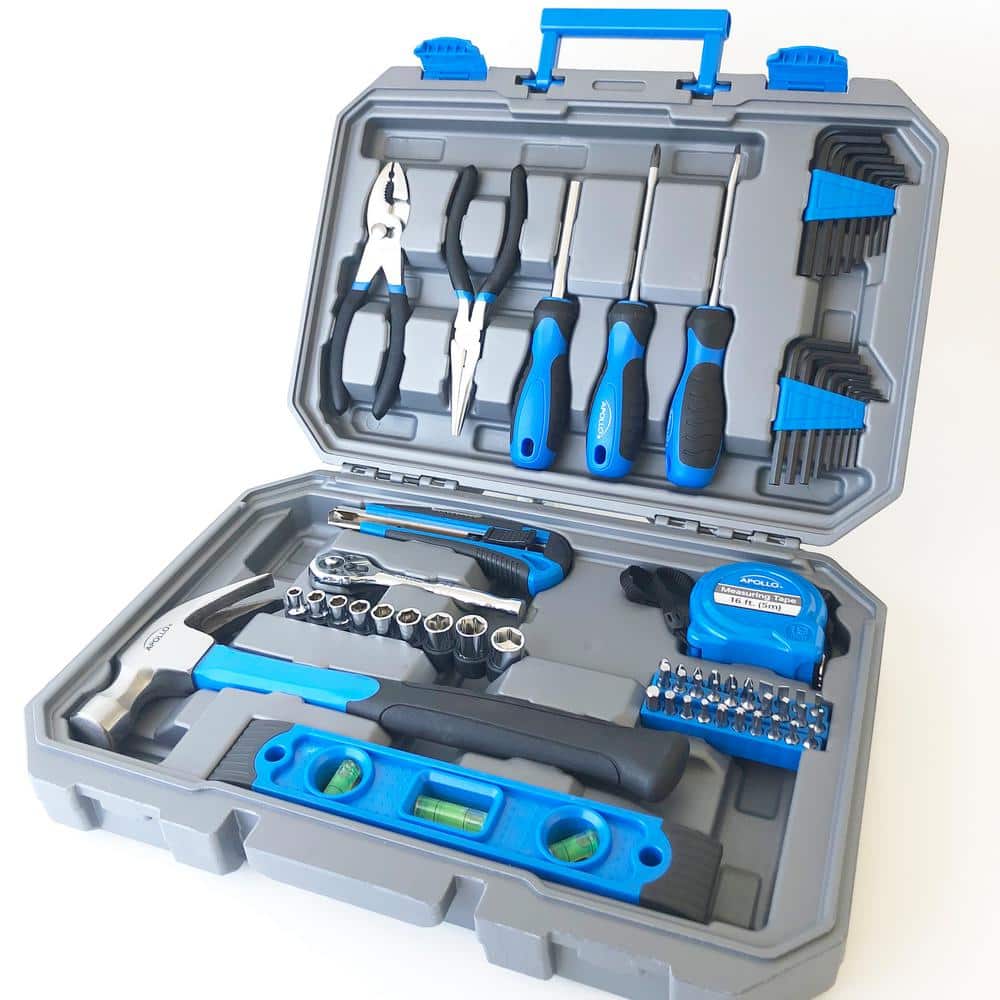 65-Piece Blue High-Alloy Steel Household Tool Set with Case