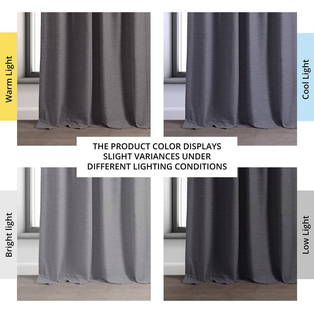 Armour Grey Polyester Blackout Puddle Length Window Panel