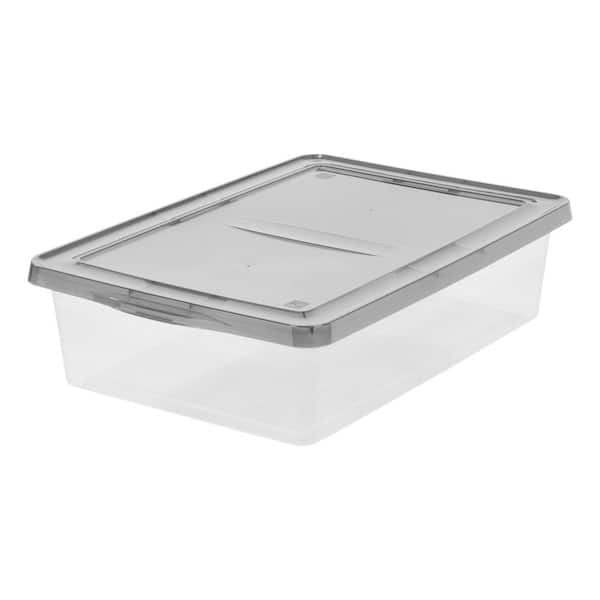 17 qt. Snap Top Plastic Storage Box in Clear with Gray Lid 500218 - The  Home Depot