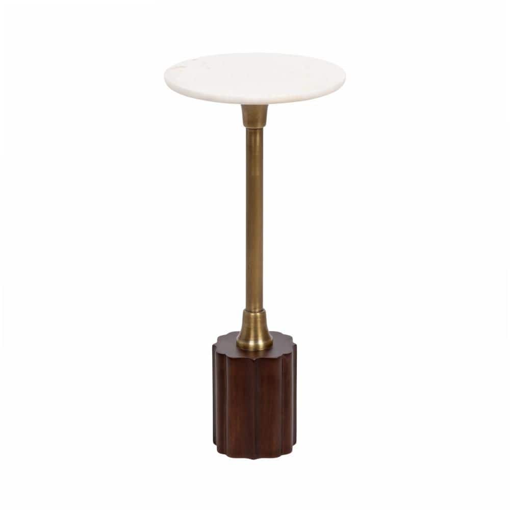 Nisha 10 in. Brown/Gold Round Marble End Table price history on PriceWatchPro