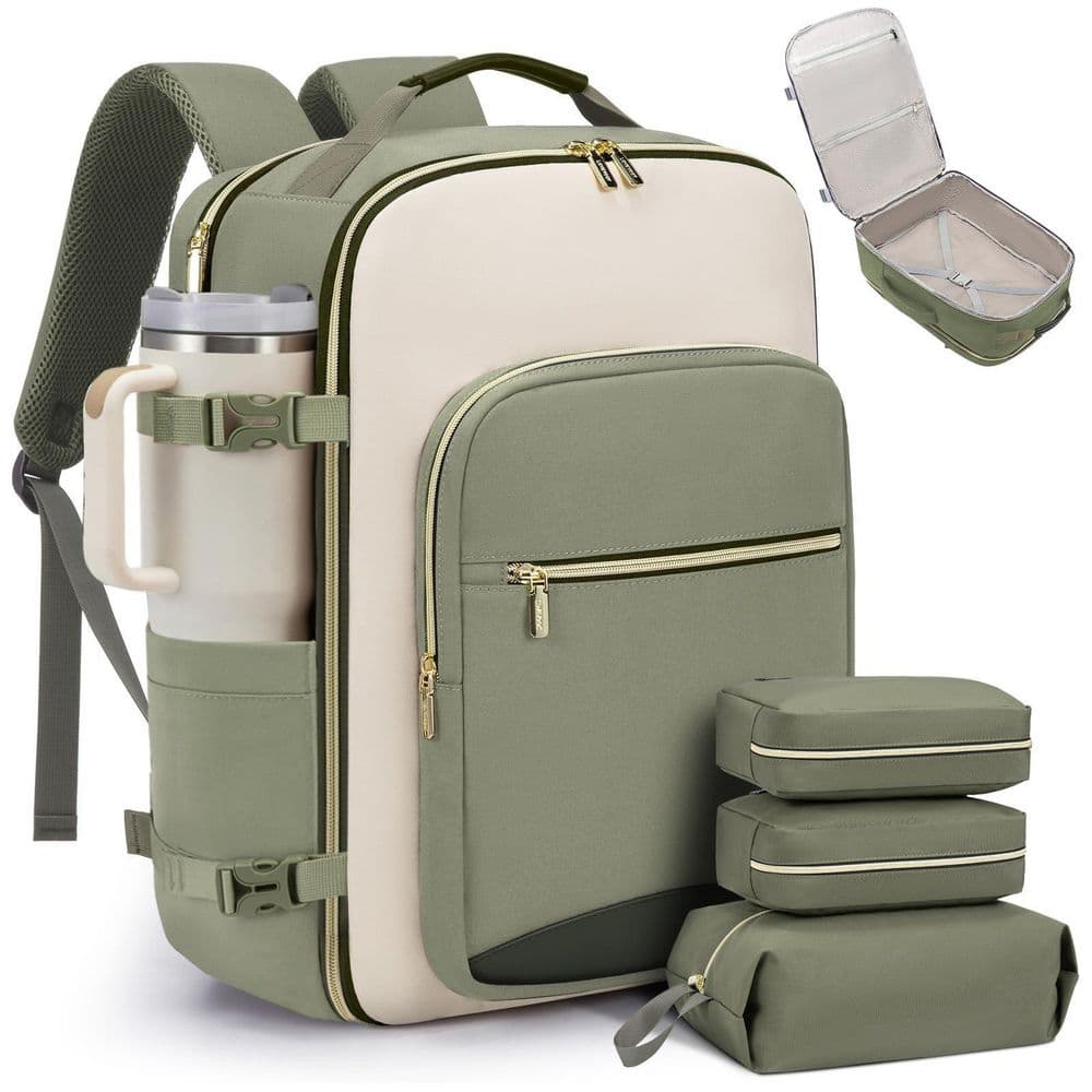40L Waterproof Travel Backpack, Airline Approved Carry on Luggage with 3-Packing Cubes, Fits 17 in. Laptop
