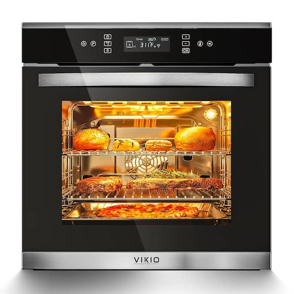 24 in. 2.83 cu. ft. single Electric Wall Oven with Convection and Manual Clean in Stainless Steel, Tempered Glass Door