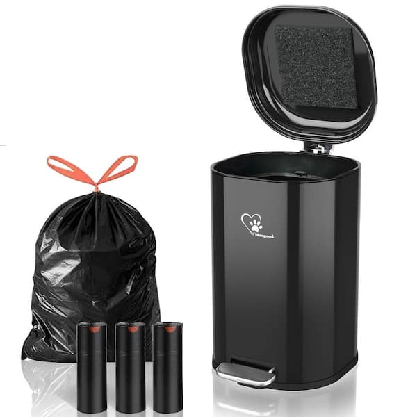 4.76 Gal. Portable Dog Poop Trash Can Outsides with 45-Waste Bags, Lid and Removable Inner Odor Control