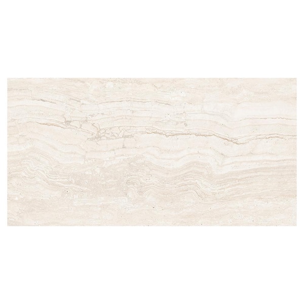 Spanish Marmol Travertine Look Porcelain 12 in. x 24 in. Floor and Wall Tile Case-Ivory(5-Piece, 10.76 sq. ft./Case)