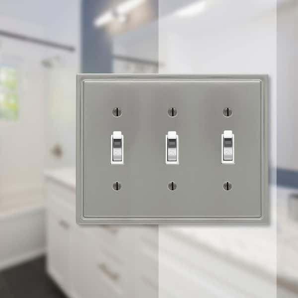 Moderne 3 Gang Toggle Steel Wall Plate - Brushed Nickel