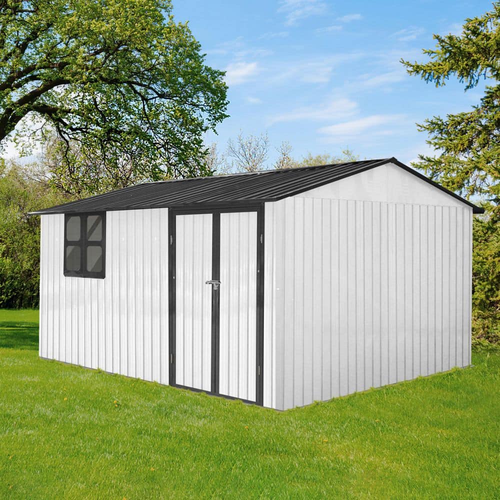 10 ft. W x 12 ft. D Metal Tool Shed with Lockable Doors and Window